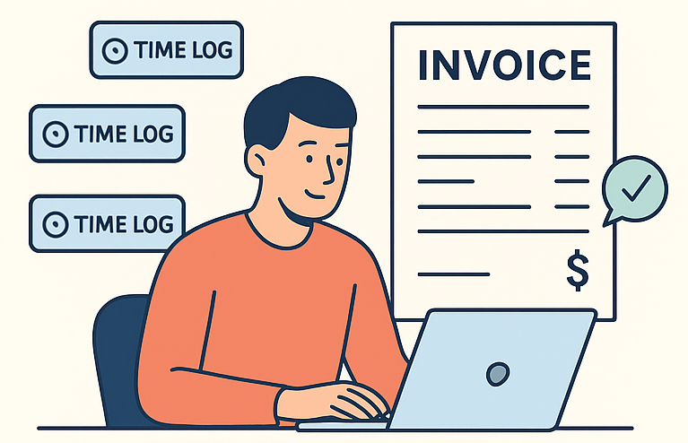 Automatic desktop app records time while you work — solution illustration
